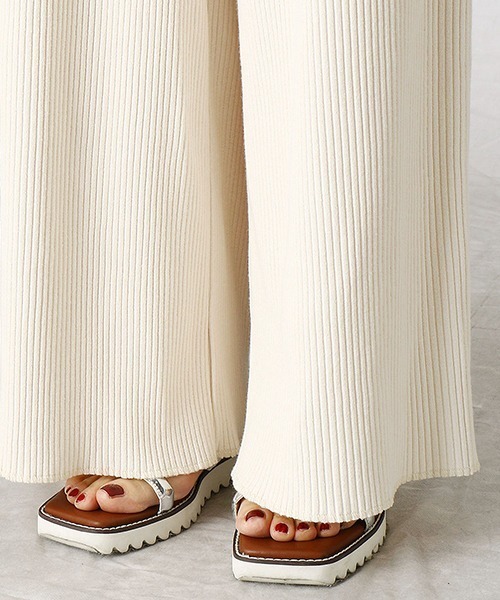 Comme　Ca　Mature（コムサマチュア）の「ジャージーテレコ　ワイドパンツ（その他パンツ・レディース・ブラック/アイボリー/ブラウン・MEDIUM/LARGE）」の4枚目の写真