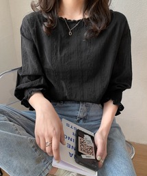 フラワーレースボリュームスリーブブラウス