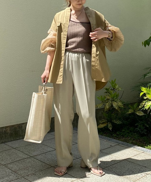 CAPRICIEUX LE'MAGE（カプリシューレマージュ）の「シアースリーブワークシャツ（シャツ/ブラウス・レディース・ベージュ/ネイビー/カーキ・FREE）」の12枚目の写真