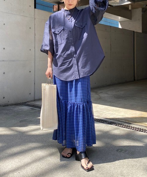 CAPRICIEUX LE'MAGE（カプリシューレマージュ）の「シアースリーブワークシャツ（シャツ/ブラウス・レディース・ベージュ/ネイビー/カーキ・FREE）」の18枚目の写真