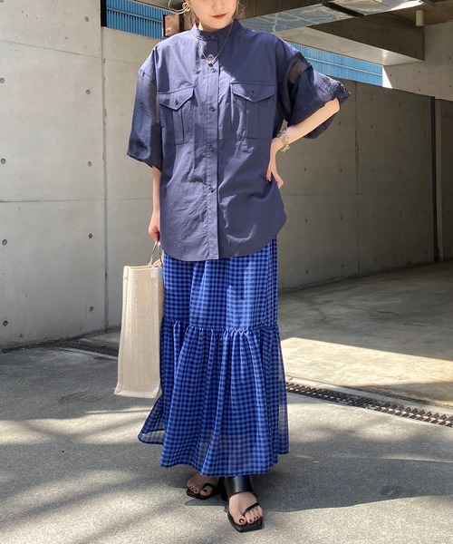 CAPRICIEUX LE'MAGE（カプリシューレマージュ）の「シアースリーブワークシャツ（シャツ/ブラウス・レディース・ベージュ/ネイビー/カーキ・FREE）」の20枚目の写真