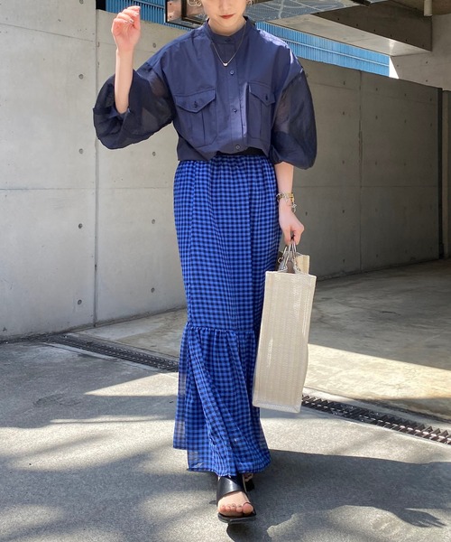 CAPRICIEUX LE'MAGE（カプリシューレマージュ）の「シアースリーブワークシャツ（シャツ/ブラウス・レディース・ベージュ/ネイビー/カーキ・FREE）」の21枚目の写真