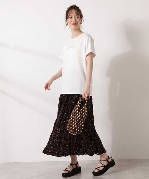 N.（N. Natural Beauty Basic）（エヌエヌナチュラルビューティーベーシック）の「フローラルワッシャープリーツスカート（スカート・レディース・ブラック系その他/ホワイト系その他・MEDIUM）」の8枚目の写真