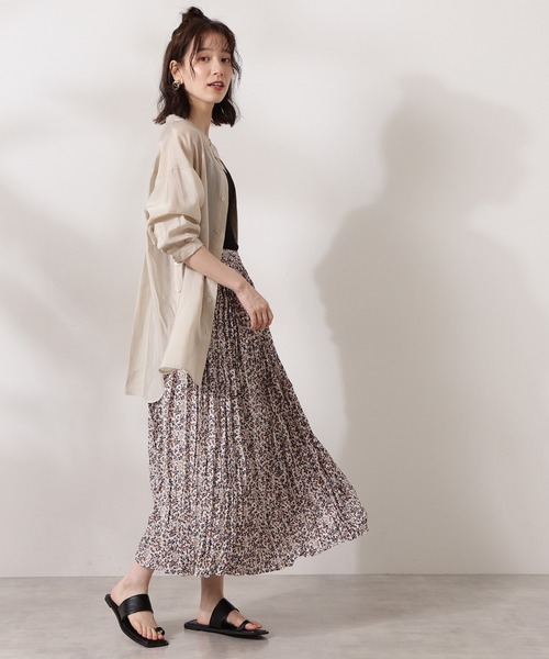 N.（N. Natural Beauty Basic）（エヌエヌナチュラルビューティーベーシック）の「フローラルワッシャープリーツスカート（スカート・レディース・ブラック系その他/ホワイト系その他・MEDIUM）」の5枚目の写真