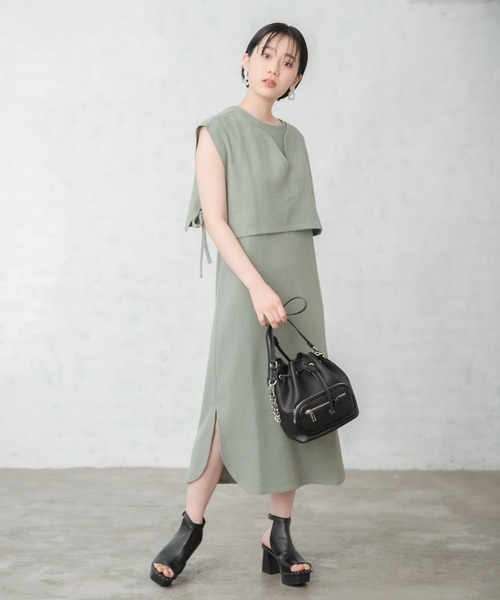 PAGEBOY(ページボーイ)の「サイドリボンベスト2ピースワンピース(ワンピース・レディース・ブラック/オリーブ/グレイッシュベージュ・FREE)」の20枚目の写真