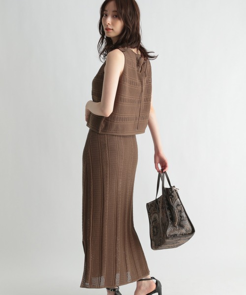 Andemiu（アンデミュウ）の「スカシガラSETUPワンピース956858（ワンピース・レディース・ブラック/ブラウン/アイボリー・FREE）」の3枚目の写真