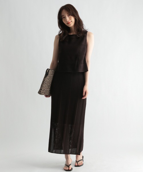 Andemiu（アンデミュウ）の「スカシガラSETUPワンピース956858（ワンピース・レディース・ブラック/ブラウン/アイボリー・FREE）」の4枚目の写真