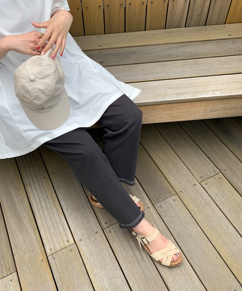 PUAL CE CIN（ピュアルセシン）の「【WEB限定】甘織ツイル×配色ステッチパンツ（その他パンツ・レディース・ピンク/スミクロ/ナチュラル/ブルー・FREE）」の2枚目の写真