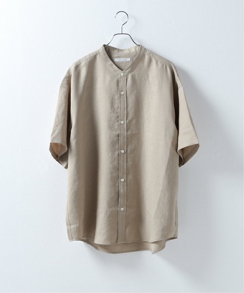 JOURNAL STANDARD（ジャーナルスタンダード）の「トリアセ バンドカラー ショートスリーブシャツ（シャツ/ブラウス・メンズ・ベージュ/タン/ブラック系その他/ベージュ系その他・SMALL/MEDIUM/LARGE）」の4枚目の写真