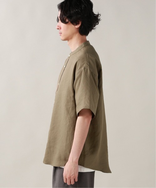 JOURNAL STANDARD（ジャーナルスタンダード）の「トリアセ バンドカラー ショートスリーブシャツ（シャツ/ブラウス・メンズ・ベージュ/タン/ブラック系その他/ベージュ系その他・SMALL/MEDIUM/LARGE）」の13枚目の写真
