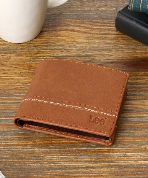 Lee（リー）の「Lee/リー レザー ロゴ ステッチ ウォレット/二つ折り財布（財布・メンズ・ダークブラウン/ブラウン/ブラック・FREE）」の3枚目の写真