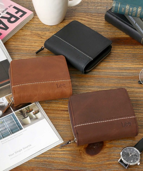 Lee（リー）の「Lee/リー レザー ロゴ ステッチ ウォレット/二つ折り財布（財布・メンズ・ダークブラウン/ブラウン/ブラック・FREE）」の10枚目の写真