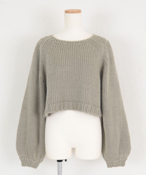 titivate(ティティベイト)の「ローゲージショートニット(ニット/セーター・レディース・アイボリー/ブルー/パープル/ブラック/グレイッシュベージュ・S/M)」の11枚目の写真