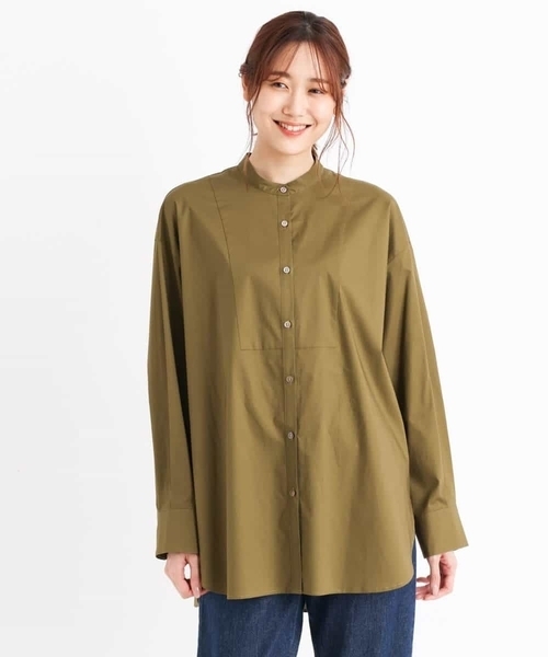 MK MICHEL KLEIN(エムケーミッシェルクラン)の「【洗える】バンドカラー シャツチュニック(シャツ/ブラウス・レディース・ホワイト/カーキ・38)」の3枚目の写真
