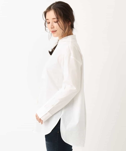 MK MICHEL KLEIN(エムケーミッシェルクラン)の「【洗える】バンドカラー シャツチュニック(シャツ/ブラウス・レディース・ホワイト/カーキ・38)」の5枚目の写真