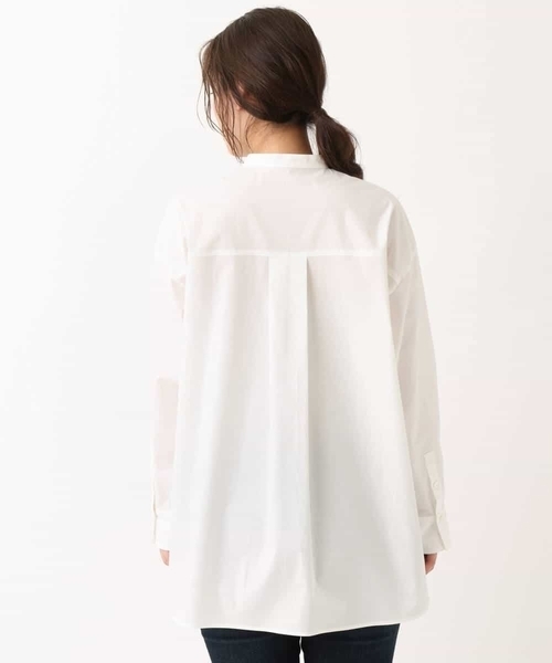 MK MICHEL KLEIN(エムケーミッシェルクラン)の「【洗える】バンドカラー シャツチュニック(シャツ/ブラウス・レディース・ホワイト/カーキ・38)」の6枚目の写真