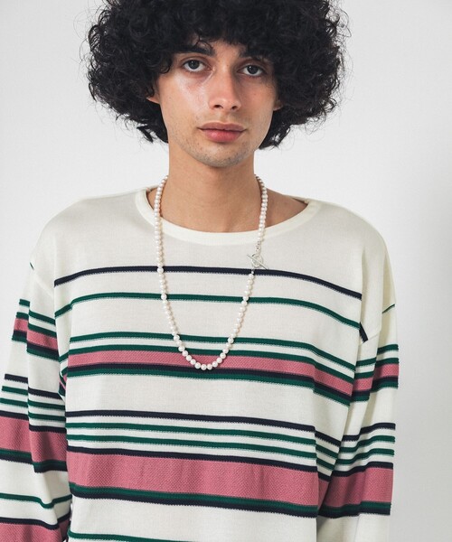 LiNoH 【リノー】 ニット LiNoH（リノー）の「マルチボーダーニットTEE/MULTI BORDER L/S