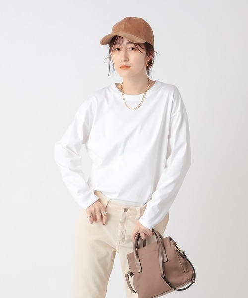 RIVE DROITE（リヴドロワ）の「レイヤードに必須アイテム　ハイゲージ天竺ロングスリーブカットソー（Tシャツ/カットソー・レディース・オフホワイト・FREE）」の13枚目の写真
