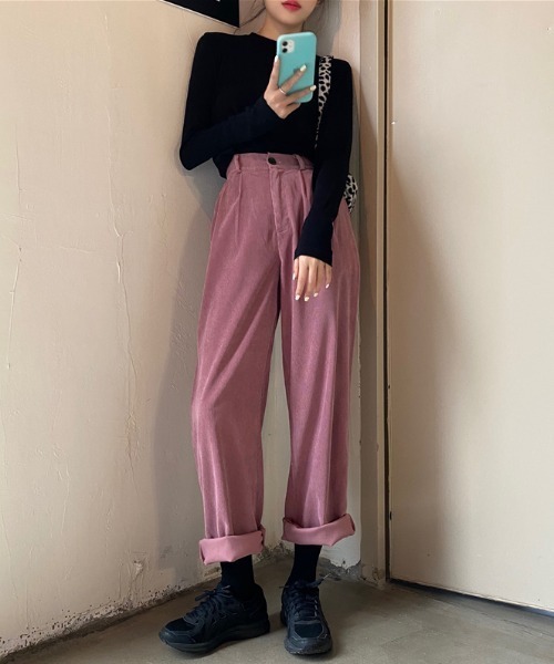 MANGROVE(マングローブ)の「ウエストゴムコーデュロイストレートパンツ(その他パンツ・レディース・ホワイト/ブラウン/ピンク・FREE)」の5枚目の写真