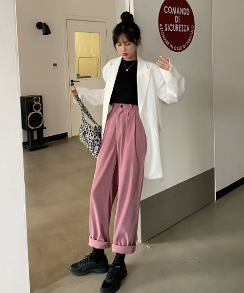 MANGROVE(マングローブ)の「ウエストゴムコーデュロイストレートパンツ(その他パンツ・レディース・ホワイト/ブラウン/ピンク・FREE)」の9枚目の写真