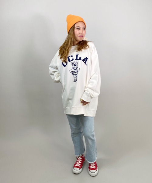 ANTIBAL（アンティバル）の「ANTIBAL/アンティバル   UCLA/ユーシーエルエー  ベアーカレッジプリント　ビッグシルエットトレーナー   214AN2TR070MU（スウェット・レディース・ホワイト/グレー/グリーン・M/L）」の12枚目の写真
