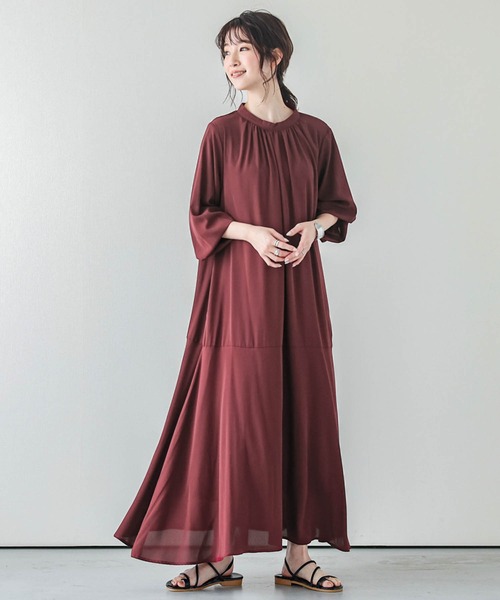 La-gemme（ラジェム）の「バルーンスリーブワンピース（ワンピース・レディース・ホワイト/ブラック/ベージュ/ブラウン/ワインレッド/ブラック系その他/イエロー/グリーン/ラベンダー・フリー/C）」の20枚目の写真