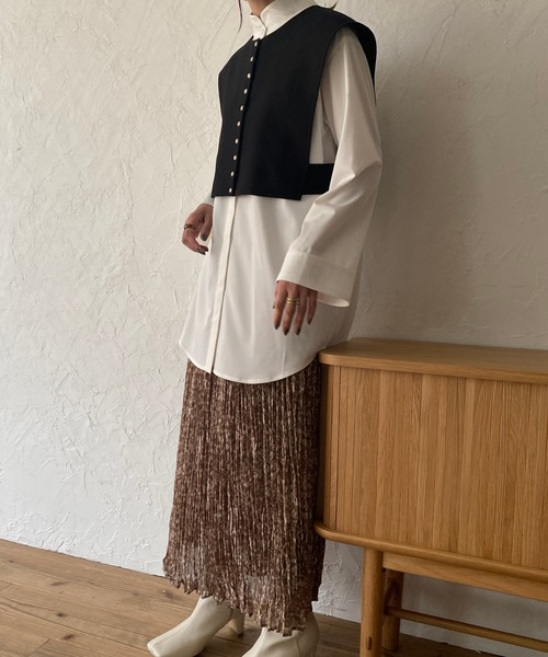 ReNorm（リノーム）の「ぼかしレオパードプリーツスカート（スカート・レディース・ブラウン/ベージュ・フリー）」の4枚目の写真