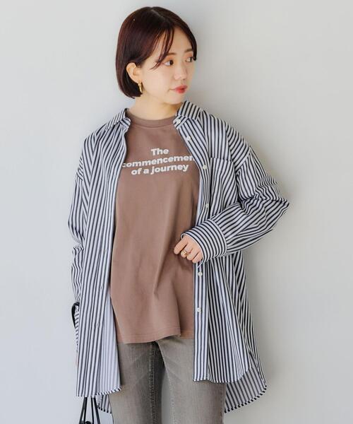 green label relaxing（グリーンレーベルリラクシング）の「【WEB限定】［ XS /H148-155㎝］プリント ロングスリーブ プルオーバー カットソー（Tシャツ/カットソー・レディース・ホワイト/ブラウン/ダークグレー・XS）」の11枚目の写真