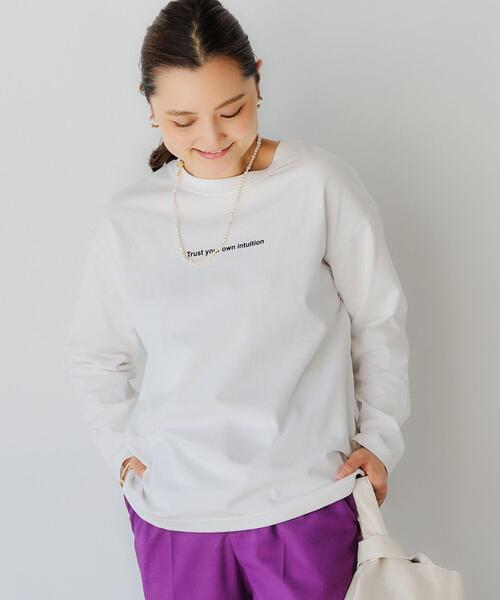 green label relaxing（グリーンレーベルリラクシング）の「【WEB限定】［ XS /H148-155㎝］プリント ロングスリーブ プルオーバー カットソー（Tシャツ/カットソー・レディース・ホワイト/ブラウン/ダークグレー・XS）」の15枚目の写真