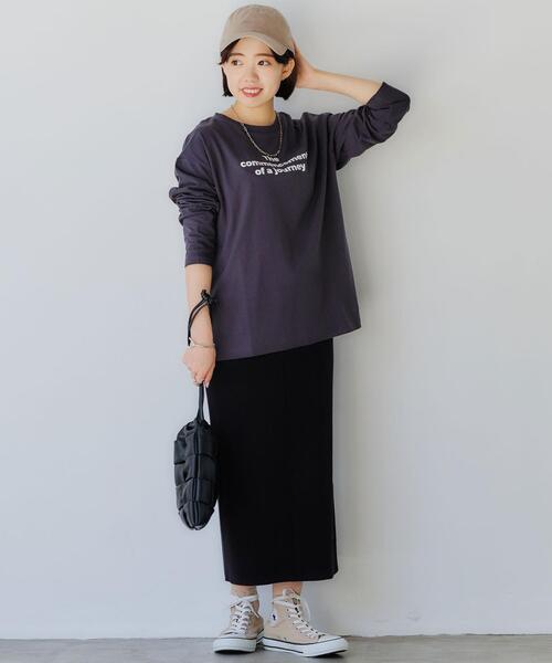 green label relaxing（グリーンレーベルリラクシング）の「【WEB限定】［ XS /H148-155㎝］プリント ロングスリーブ プルオーバー カットソー（Tシャツ/カットソー・レディース・ホワイト/ブラウン/ダークグレー・XS）」の10枚目の写真