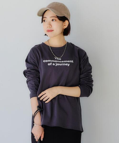 green label relaxing（グリーンレーベルリラクシング）の「【WEB限定】［ XS /H148-155㎝］プリント ロングスリーブ プルオーバー カットソー（Tシャツ/カットソー・レディース・ホワイト/ブラウン/ダークグレー・XS）」の5枚目の写真