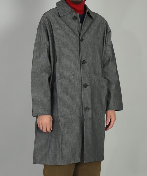 Yarmo（ヤーモ）の「[ Yarmo×OMNIGOD ] 別注 インディゴヘリンボーン ダスターコート（ステンカラーコート・メンズ・グレー系その他・M/L）」の6枚目の写真