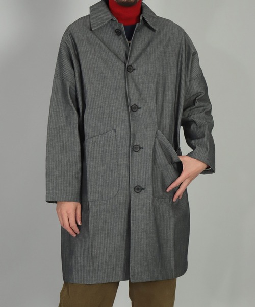Yarmo（ヤーモ）の「[ Yarmo×OMNIGOD ] 別注 インディゴヘリンボーン ダスターコート（ステンカラーコート・メンズ・グレー系その他・M/L）」の7枚目の写真