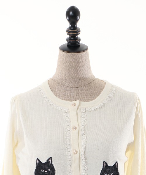axes femme（アクシーズファム）の「猫会ニットカーデ（カーディガン/ボレロ・レディース・キナリ/ブラック/ワイン/ブルーグリーン・MEDIUM）」の13枚目の写真