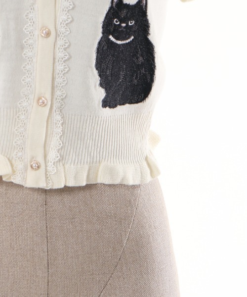 axes femme（アクシーズファム）の「猫会ニットカーデ（カーディガン/ボレロ・レディース・キナリ/ブラック/ワイン/ブルーグリーン・MEDIUM）」の14枚目の写真