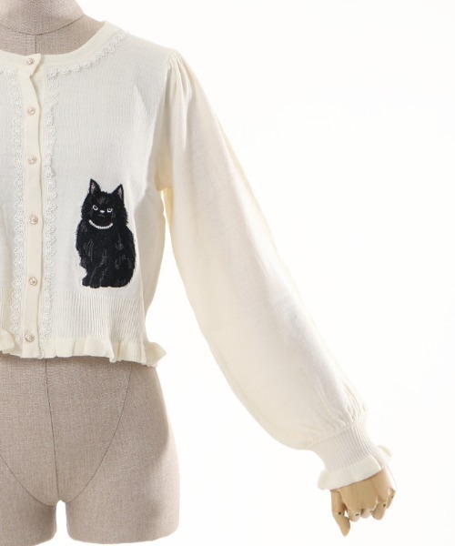 axes femme（アクシーズファム）の「猫会ニットカーデ（カーディガン/ボレロ・レディース・キナリ/ブラック/ワイン/ブルーグリーン・MEDIUM）」の18枚目の写真