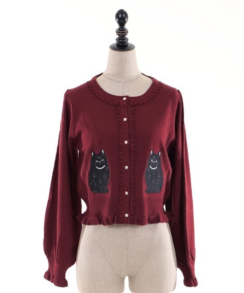 axes femme（アクシーズファム）の「猫会ニットカーデ（カーディガン/ボレロ・レディース・キナリ/ブラック/ワイン/ブルーグリーン・MEDIUM）」の19枚目の写真