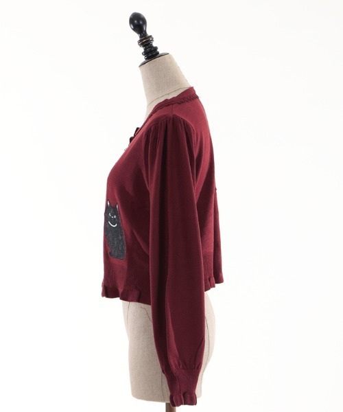 axes femme（アクシーズファム）の「猫会ニットカーデ（カーディガン/ボレロ・レディース・キナリ/ブラック/ワイン/ブルーグリーン・MEDIUM）」の20枚目の写真