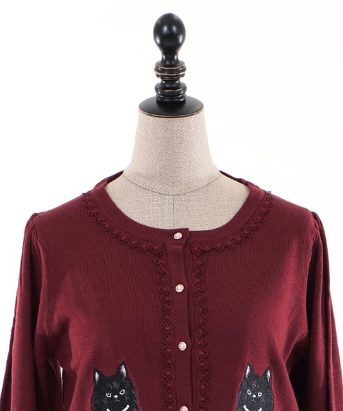 axes femme（アクシーズファム）の「猫会ニットカーデ（カーディガン/ボレロ・レディース・キナリ/ブラック/ワイン/ブルーグリーン・MEDIUM）」の22枚目の写真