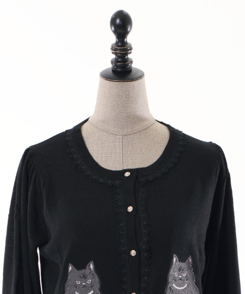 【axes femme kawaii】 猫会 カーディガン ブラック 新品 axes femme（アクシーズ ファム） カーディガン 猫会ニットカーデ