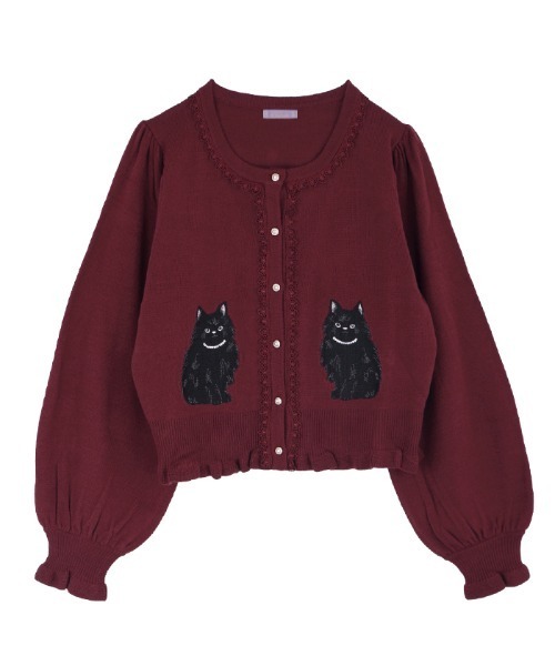 axes femme（アクシーズファム）の「猫会ニットカーデ（カーディガン/ボレロ・レディース・キナリ/ブラック/ワイン/ブルーグリーン・MEDIUM）」の7枚目の写真