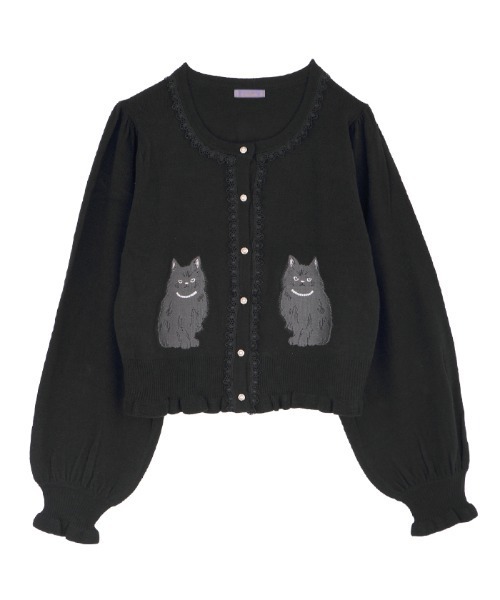 axes femme（アクシーズファム）の「猫会ニットカーデ（カーディガン/ボレロ・レディース・キナリ/ブラック/ワイン/ブルーグリーン・MEDIUM）」の8枚目の写真