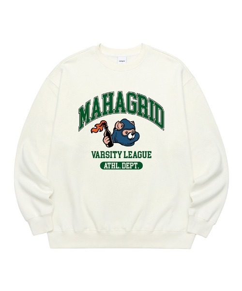 MAHAGRID（マハグリッド）の「【mahagrid】COBY VARSITY SWEATSHIRT / マハグリッド コビー バーシティ アーチロゴ スウェットシャツ（スウェット・メンズ・ブラック/ネイビー/グレー/クリーム・SMALL/MEDIUM/LARGE/X-LARGE）」の3枚目の写真