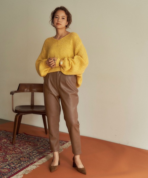 フェイクレザーテーパードパンツ セールフェイクレザーテーパードパンツ（その他パンツ）｜ELFRANK