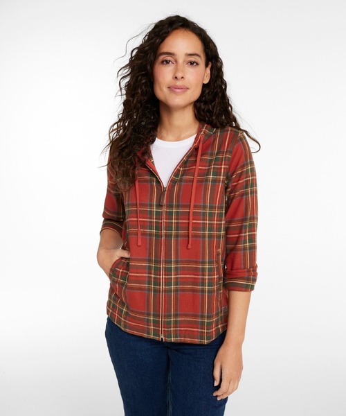 Hiroking★L.L.Beanフード付きフランネルパーカーシャツ★ L.L.Bean（エルエルビーン） パーカー スコッチ・プラッド・フランネル