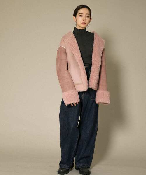 KBF（ケイビーエフ）の「フェイクムートンパッチワークジャケット（その他アウター・レディース・アイボリー/キャメル/ピンク・ONE）」の16枚目の写真