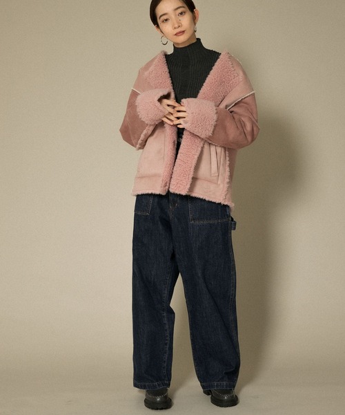 KBF（ケイビーエフ）の「フェイクムートンパッチワークジャケット（その他アウター・レディース・アイボリー/キャメル/ピンク・ONE）」の17枚目の写真