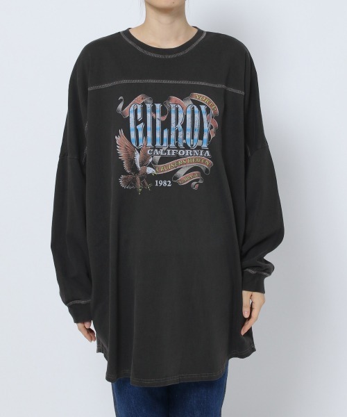yuw(ユウ)の「イーグル ロングTEE 257318(Tシャツ/カットソー・レディース・ブラック・FREE)」の10枚目の写真