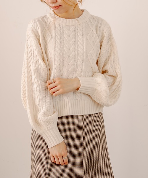 OLIVE des OLIVE（オリーブデオリーブ）の「【WEB限定】後ろレースアップケーブルニット（ニット/セーター・レディース・ベージュ/ブルー/アイボリー/ミント・FREE）」の17枚目の写真