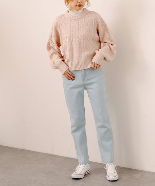 OLIVE des OLIVE（オリーブデオリーブ）の「【WEB限定】後ろレースアップケーブルニット（ニット/セーター・レディース・ベージュ/ブルー/アイボリー/ミント・FREE）」の22枚目の写真